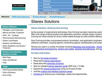 DOW CORNING LAUNCHES SILANES WEB SITE 